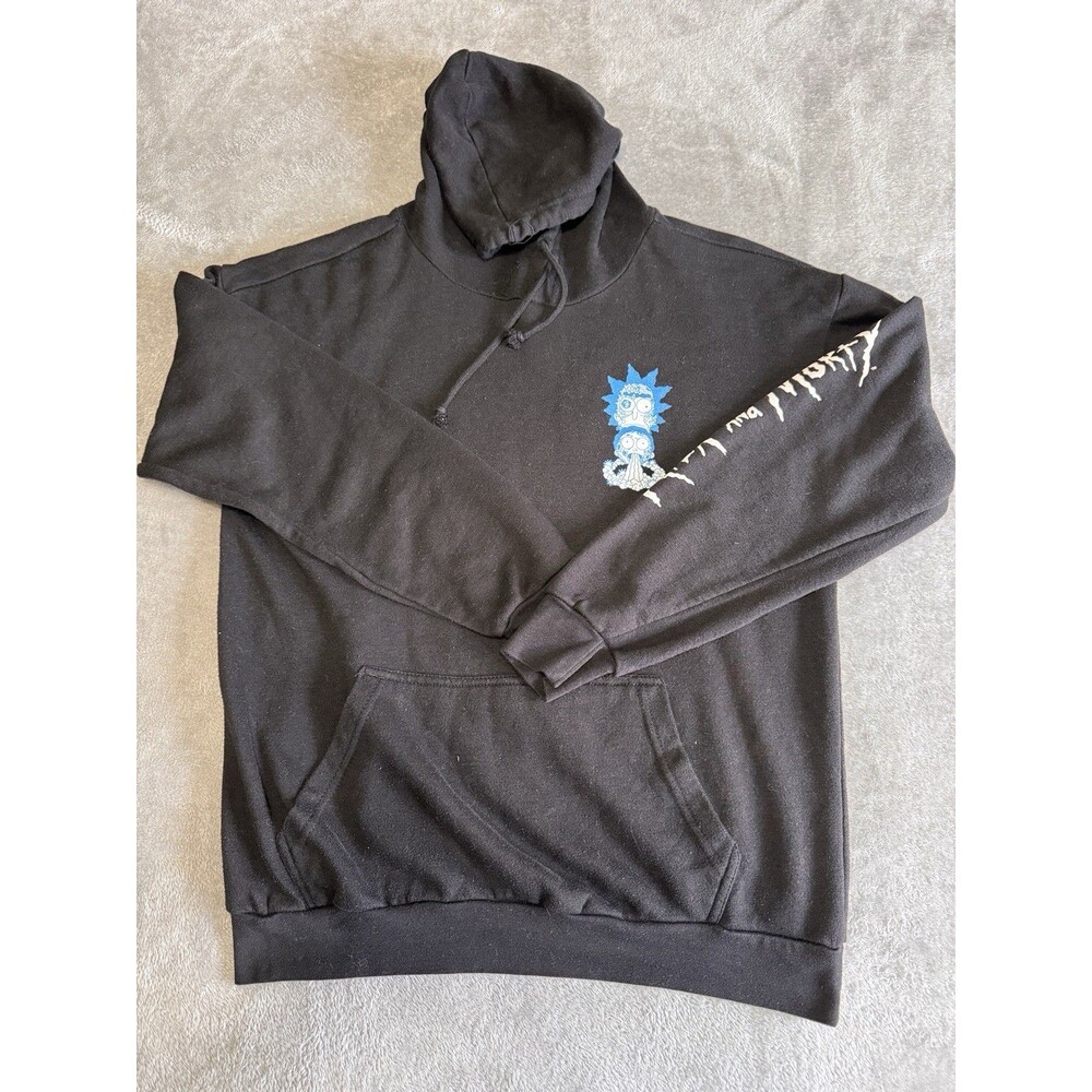 Rick and Morty Adult Swim Black Graphic Hoodie Medium